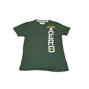 Aeropostale Men’s Dark Green Vertical Aero Logo Graphic T Shirt Medium